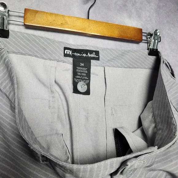 TravisMathew Mens 34 Gray Striped Golf Shorts Performance Stretch 11 Inseam - Picture 10 of 10